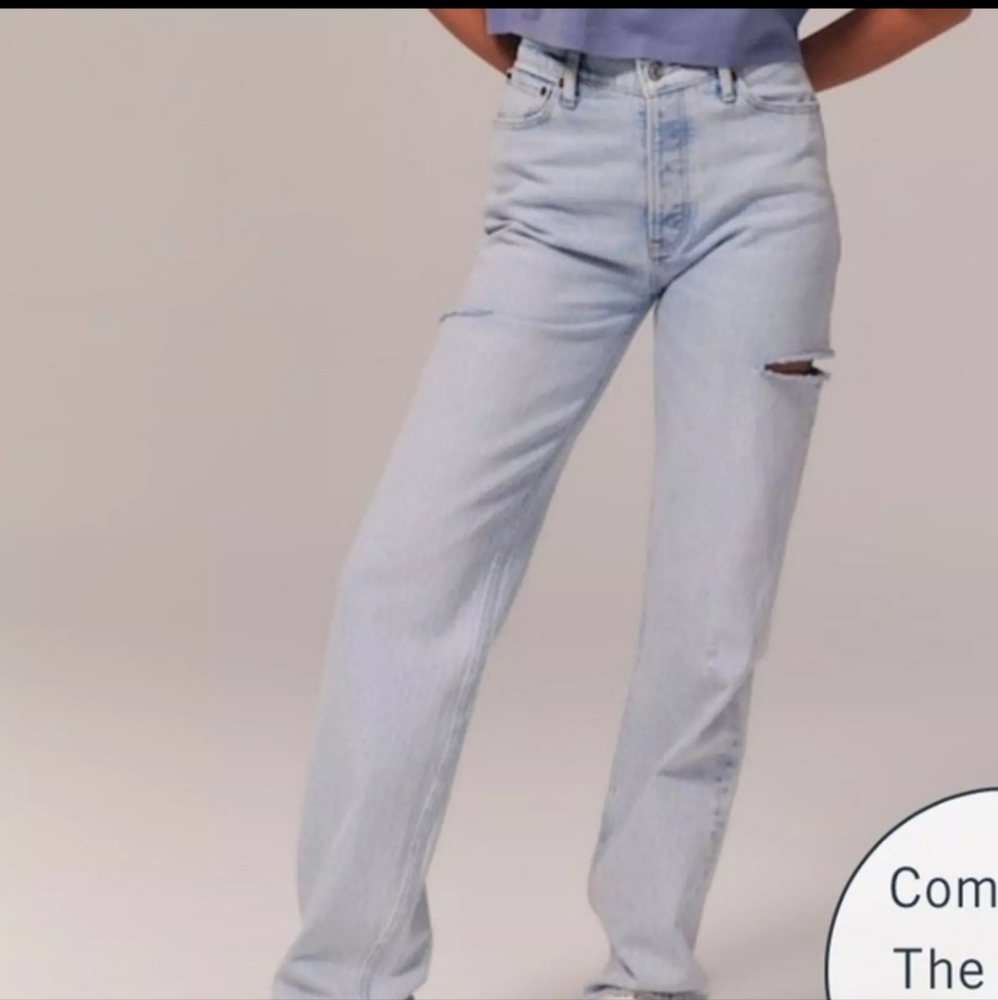 Abercrombie & Fitch The Dad High Rise Light Wash Jeans Curve Love Size 26/ 2 R